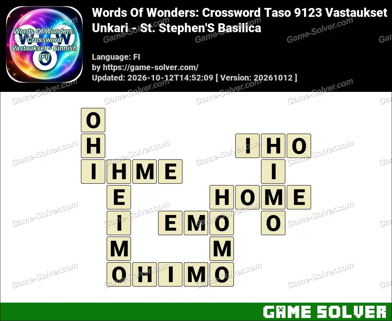 Words Of Wonders: Crossword Taso 9123 Vastaukset – Unkari – St. Stephen’S Basilica